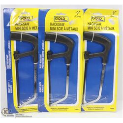 LOT OF THREE 9" HACK SAWS