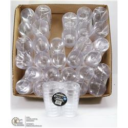 BOX OF PLASTIC WHISKEY GLASSES