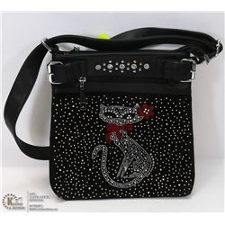 NEW BLACK PURSE W/RHINESTONE