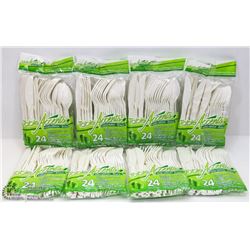 8 BAGS OF ASSORTED DISPOSABLE CUTLERY
