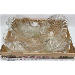 8) LOT OF 9 ASSORTED BOWLS INCL 4 FOOTED CLEAR