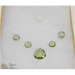 #9-GREEN AMETHYST& CZ GEMSTONE NECKLACE
