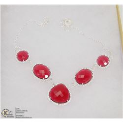 #20-PINK TOURMALINE & CZ  GEMSTONE NECKLACE