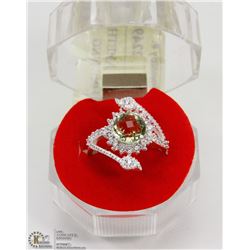 #10-GREEN AMETHYST & CZ  GEMSTONE RING