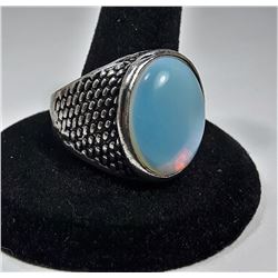 5 - STAINLESS STEEL & OVAL MOONSTONE