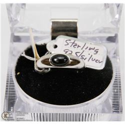 5) STERLING SILVER .925 ONYX STONE RING SIZE 6