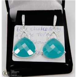 #15-BLUE CHALCEDONY & CZ GEMSTONE EARRINGS