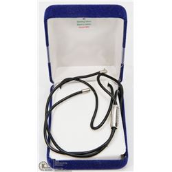 STERLING SILVER BLACK LEATHER NECKLACE