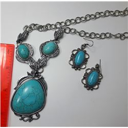 5 - SILVER TONE & TURQUOISE PENDANT