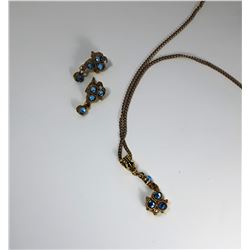 21 - GOLD TONE & ICE BLUE CRYSTAL