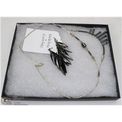 BLACK AND SILVER NECKLACE AND EARRING SET