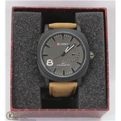 CURREN WATCH WITH GENUINE LEATHER BROWN STRAP