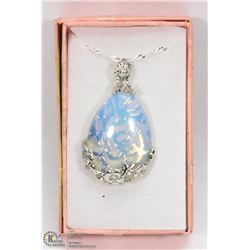 OPALITE TEAR DROP SHAPED SEMI PRECIOUS PENDANT