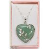 Image 1 : JADEITE HEART SHAPED SEMI PRECIOUS PENDANT W/