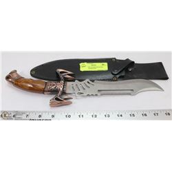 DECORATIVE STAINLESS STEEL KNIFE WITH SHEATH.