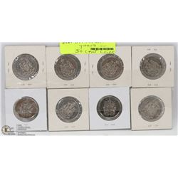 LOT OF 8 CANADIAN 50 CENT PIECES