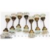 VINTAGE GLASS DOOR KNOBS SET OF 7.  COLLECTIBLES