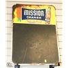 Image 1 : VINTAGE MISSION ORANGE ADVERTISING CHALKBOARD.