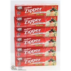 6 BOXES OF MEDIUM ZIPPER STORAGE BAGS