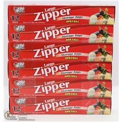 6 BOXES OF ZIPPER STORAGE BAGS (10.5" X 11")