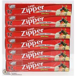 6 BOXES OF ZIPPER STORAGE BAGS (10.5" X 11")