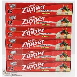 6 BOXES OF ZIPPER STORAGE BAGS (10.5" X 11")