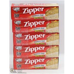 5 BOXES OF ZIPPER SANDWICH BAGS