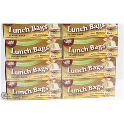 8 BOXES OF LUNCH BAGS WITH HANDLE TIES