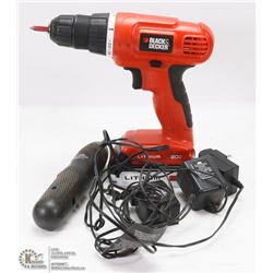 BLACK & DECKER 20 VOLT DRILL W/ BATTERY & CHARGER