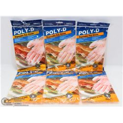 6 BAGS OF DISPOSABLE POLY GLOVES 1 BAG = 50 GLOVES