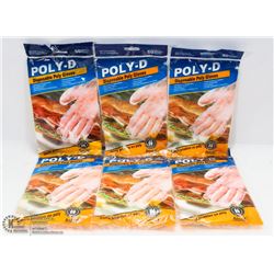 6 BAGS OF DISPOSABLE POLY GLOVES 1 BAG = 50 GLOVES