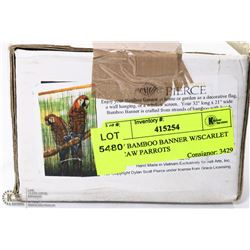 NEW BAMBOO BANNER W/SCARLET MACAW PARROTS