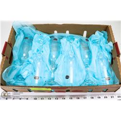 SET OF 6 BOHEMIA CRYSTAL CHAMPAGNE FLUTES