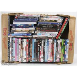 FLAT OF DVDS - APPROX 59 MOVIES.
