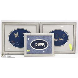 LOT OF 3 SHADOW FRAMED WALL ART