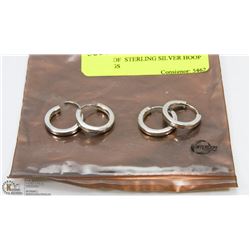 2 PAIRS OF  STERLING SILVER HOOP EARRINGS
