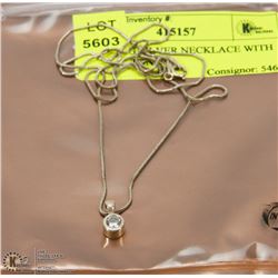 STERLING SILVER NECKLACE WITH CLEAR  STONE