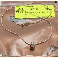STERLING SILVER NECKLACE WITH RED STONE