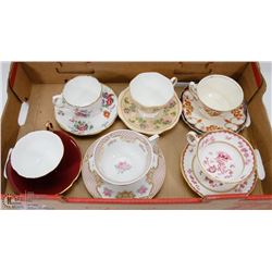 FLAT OF ANTIQUE AND VINTAGE TEA CUPS