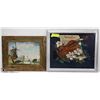 Image 1 : 2 PICTURES - MOSAIC OF WINDMILL 12X15 & EMBROIDERY