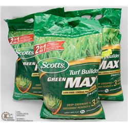 LOT OF 3- 5.7KG SCOTTS TURF BUILDER GREEN MAX.