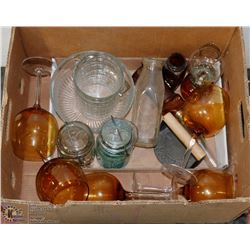 LOT OF AMBER COLOR WINE GLASSES, COLLECTIBLES