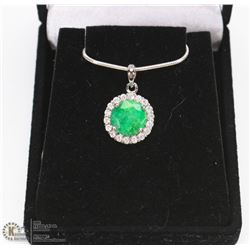 .925 STERLING SILVER AND GENUINE  EMERALD NECKLACE
