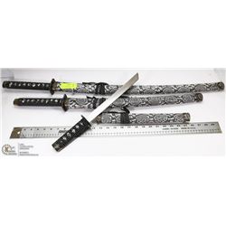 SET OF 3 SAMURAI SWORDS, SIMULATED SNAKE SKIN