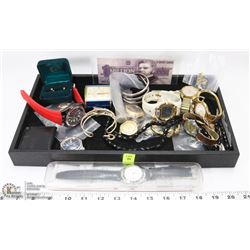 PAWNSHOP TRAY OF ASSORTED WATCHES JEWELLERY ETC.