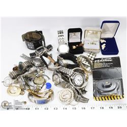 PAWNSHOP BOX OF WATCHES , GUNLOCK AND MORE ....