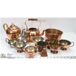LOT OF 14PC COPPER SERVEWARE SET