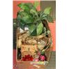 Image 1 : BOX W/ARTIFICIAL PLANT, NEW MIRROR,