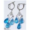 Image 1 : 1) 14KT WHITE GOLD SAPPHIRE & BLUE TOPAZ EARRINGS