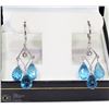 Image 2 : 1) 14KT WHITE GOLD SAPPHIRE & BLUE TOPAZ EARRINGS